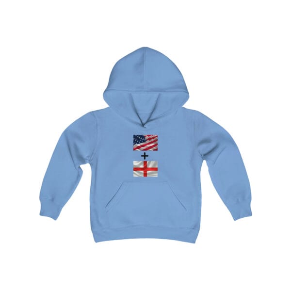 American plus English flags - Youth Heavy Blend Hooded Sweatshirt - Image 9