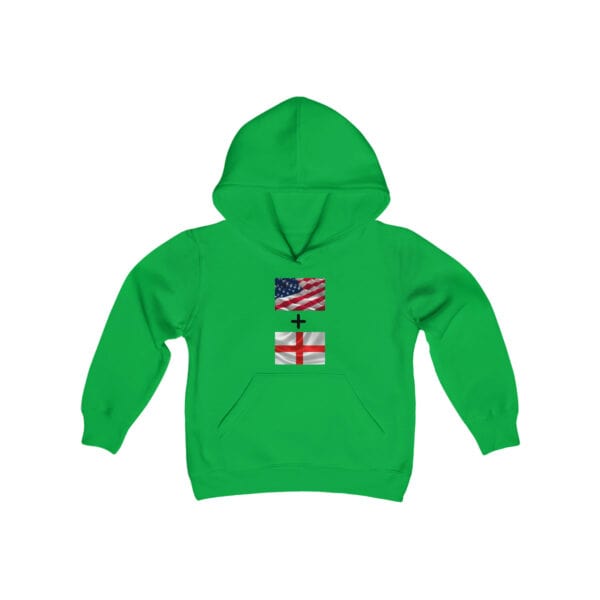 American plus English flags - Youth Heavy Blend Hooded Sweatshirt - Image 7