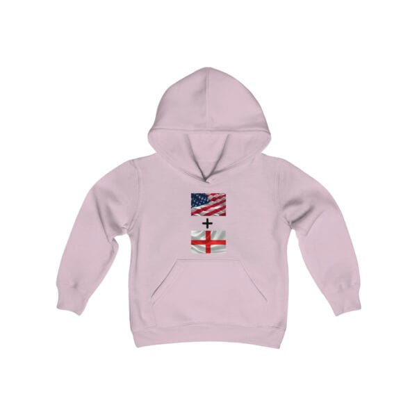 American plus English flags - Youth Heavy Blend Hooded Sweatshirt - Image 11