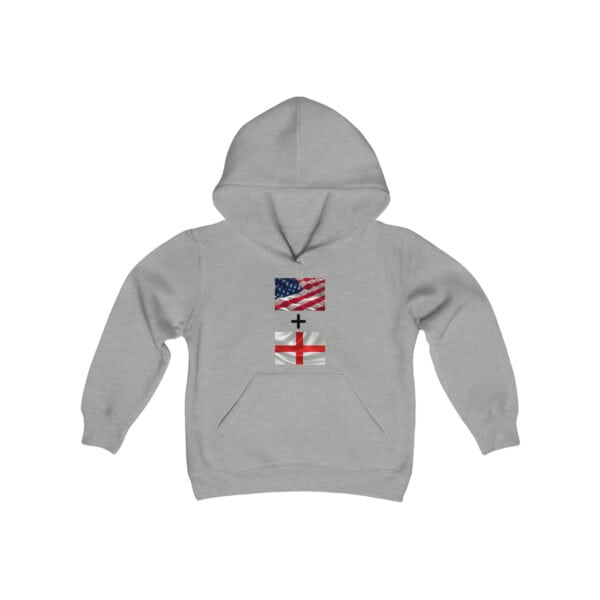 American plus English flags - Youth Heavy Blend Hooded Sweatshirt - Image 3