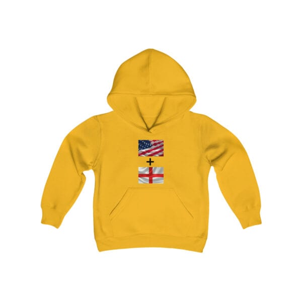 American plus English flags - Youth Heavy Blend Hooded Sweatshirt - Image 5