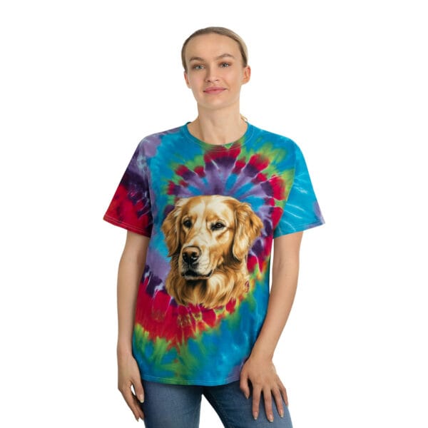 Golden Retriever Color Portrait "Festival" Tie-Dye Tee