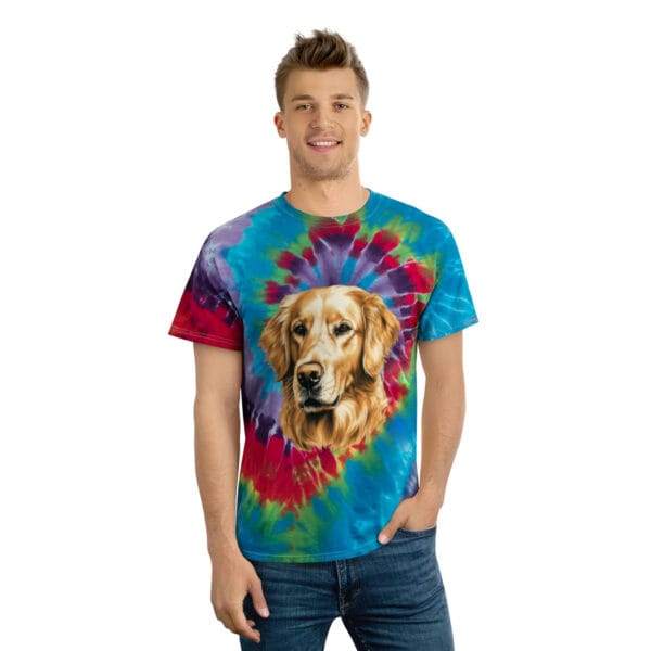 Golden Retriever Color Portrait "Festival" Tie-Dye Tee - Image 4