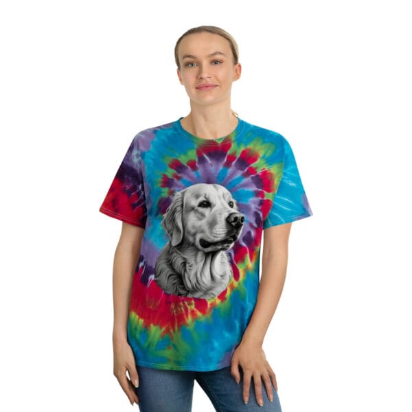 Golden Retriever B&W Portrait "Festival" Tie-Dye Tee