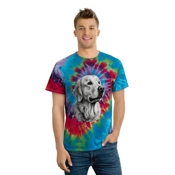 Golden Retriever B&W Portrait "Festival" Tie-Dye Tee - Image 4