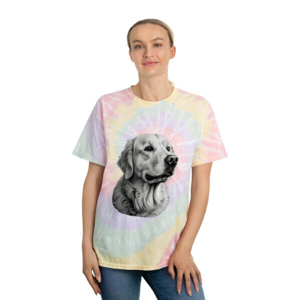 Golden Retriever B&W Portrait "Hazy Rainbow" Tie-Dye Tee