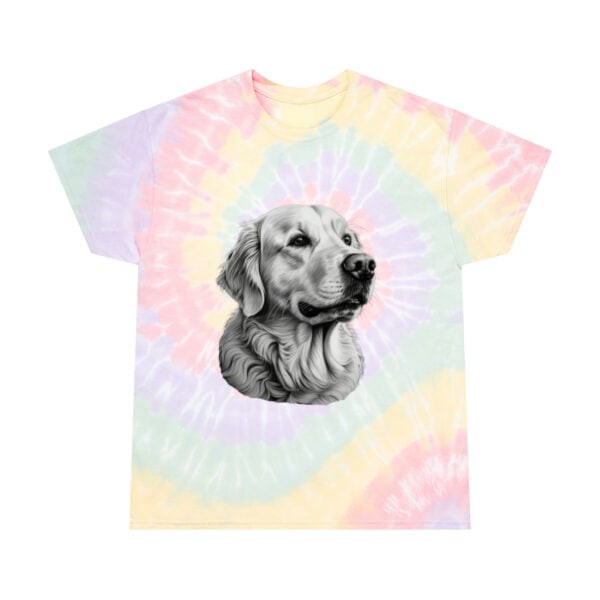 Golden Retriever B&W Portrait "Hazy Rainbow" Tie-Dye Tee - Image 2