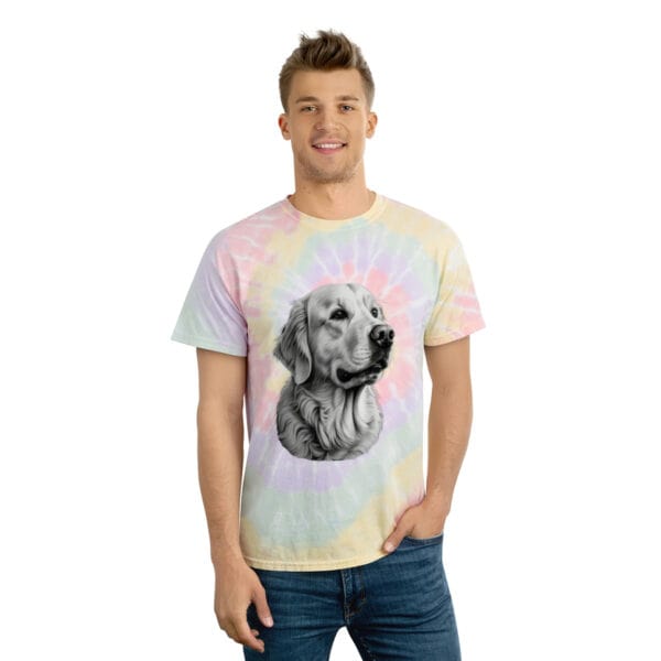 Golden Retriever B&W Portrait "Hazy Rainbow" Tie-Dye Tee - Image 4