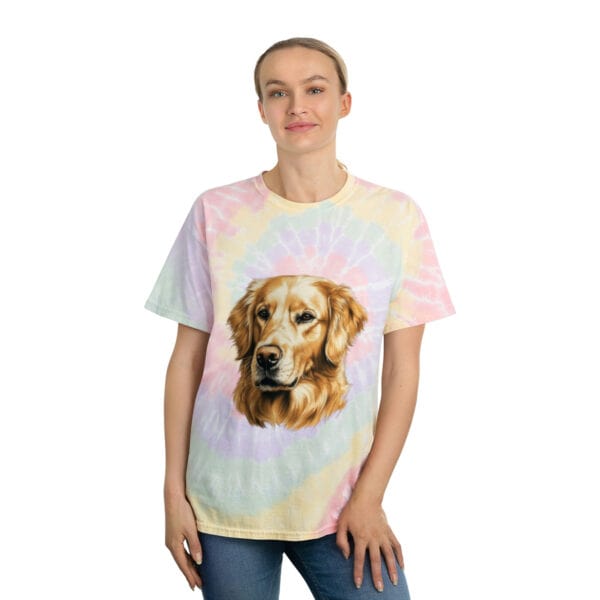 Golden Retriever Color Portrait "Hazy Rainbow" Tie-Dye Tee