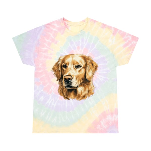 Golden Retriever Color Portrait "Hazy Rainbow" Tie-Dye Tee - Image 2