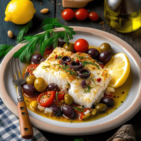 Mediterranean baked cod