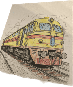 Diesel train coloring book example