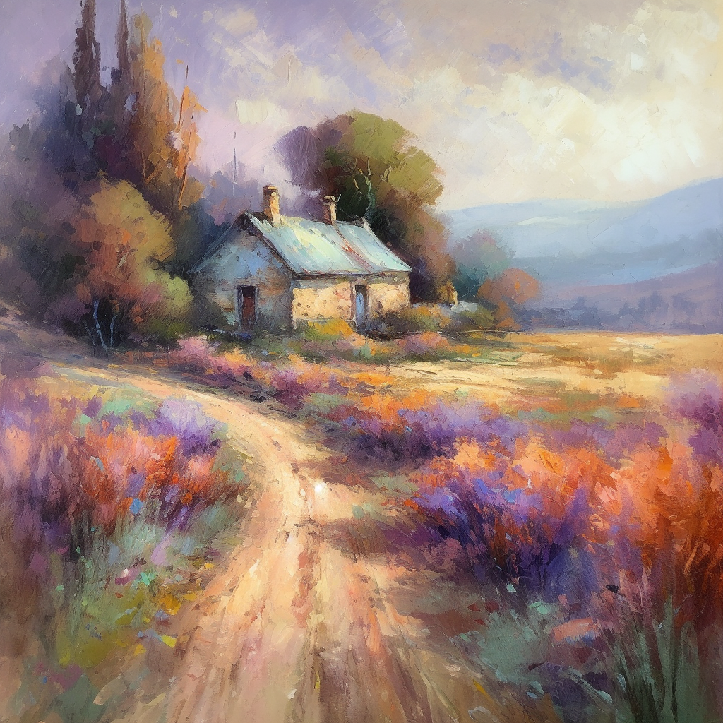 Impressionist painting of a country scene